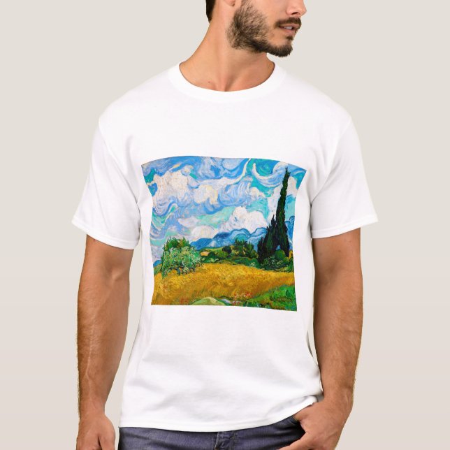Wheat Field with Cypresses, Van Gogh T-Shirt (Front)