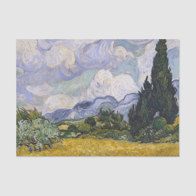 Wheat Field with Cypresses Van Gough Decoupage Tissue Paper (Front)