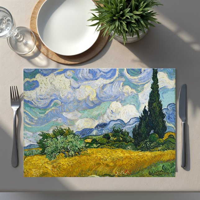 Wheat Field with Cypresses, Vincent van Gogh Cloth Placemat (Creator Uploaded)