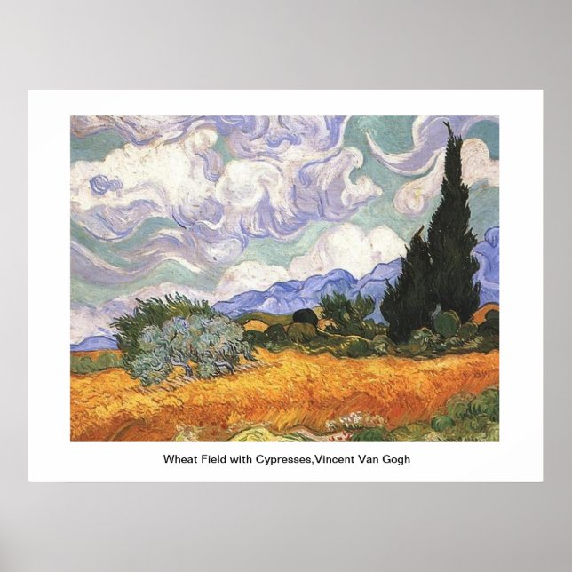 Wheat Field with Cypresses,Vincent Van Gogh Poster (Front)