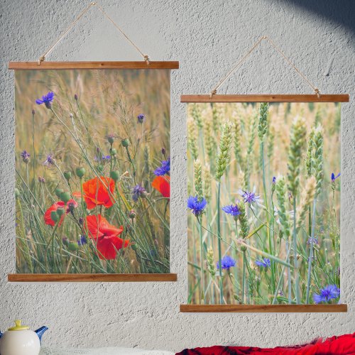 Wheat field with poppies and cornflowers hanging tapestry