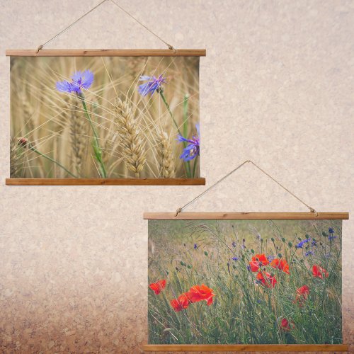 Wheat field with poppies and cornflowers hanging tapestry