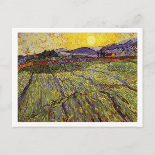 Wheat Field with Rising Sun Vincent van Gogh Postcard