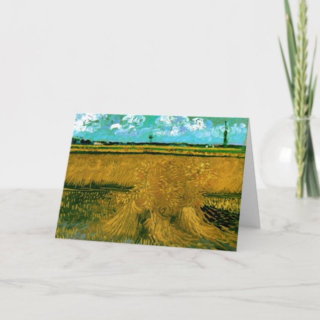 Wheat Field with Sheaves, Van Gogh Fine Art Card (Front)