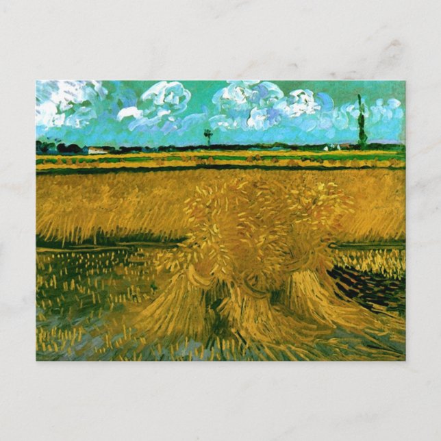 Wheat Field with Sheaves, Van Gogh Fine Art Postcard (Front)