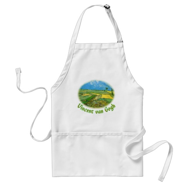 Wheat Fields at Auvers Under Clouded Sky, van Gog Adult Apron (Front)