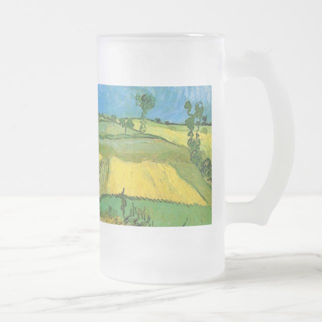 Wheat Fields at Auvers Under Clouded Sky, Vincent Frosted Glass Beer Mug (Right)