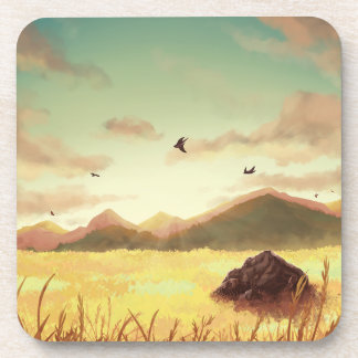 Wheat fields at sunrise beverage coaster