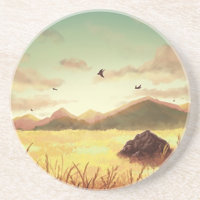 Wheat fields at sunrise coaster (Front)