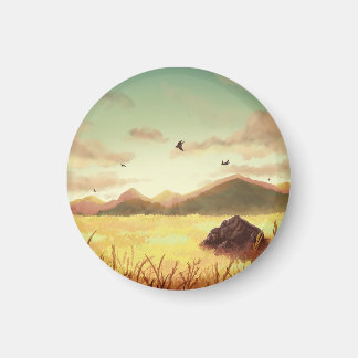 Wheat fields at sunrise magnet