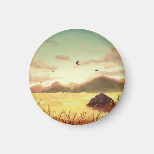 Wheat fields at sunrise magnet (Front)