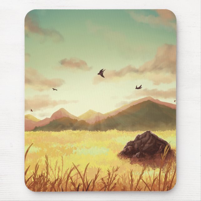 Wheat fields at sunrise mouse pad (Front)