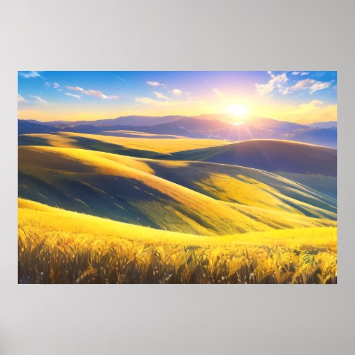 Wheat Fields in the Morning Poster