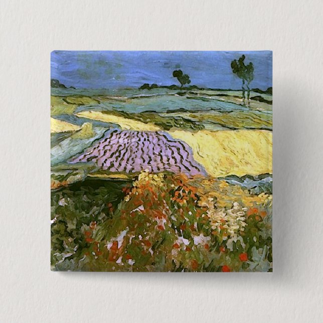 Wheat Fields Near Auvers Van Gogh Fine Art Button (Front)