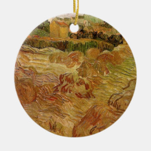 Wheat Fields with Auvers by Vincent van Gogh Ceramic Ornament