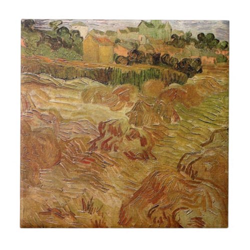 Wheat Fields with Auvers by Vincent van Gogh Ceramic Tile