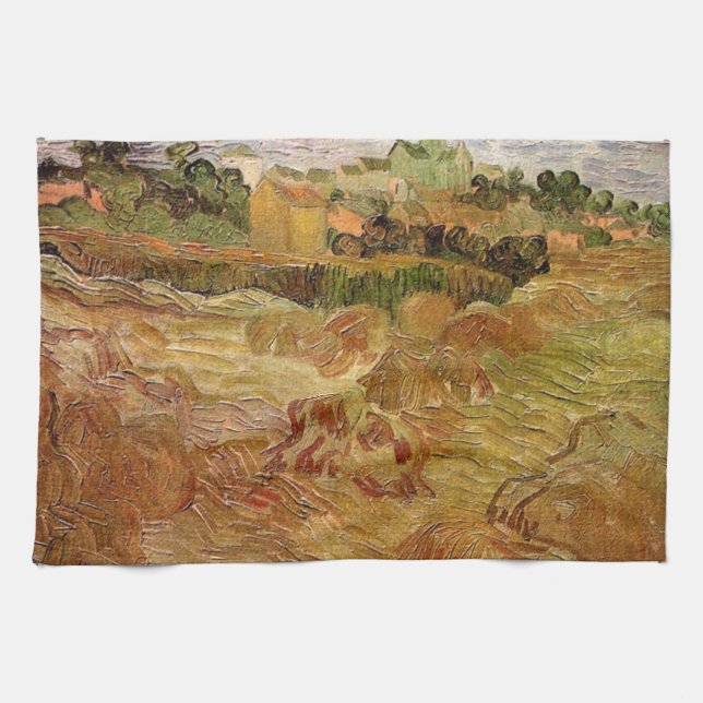 Wheat Fields with Auvers by Vincent van Gogh Kitchen Towel (Horizontal)