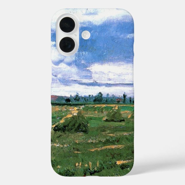 Wheat Fields with Haystacks by Vincent van Gogh Case-Mate iPhone Case (Back)