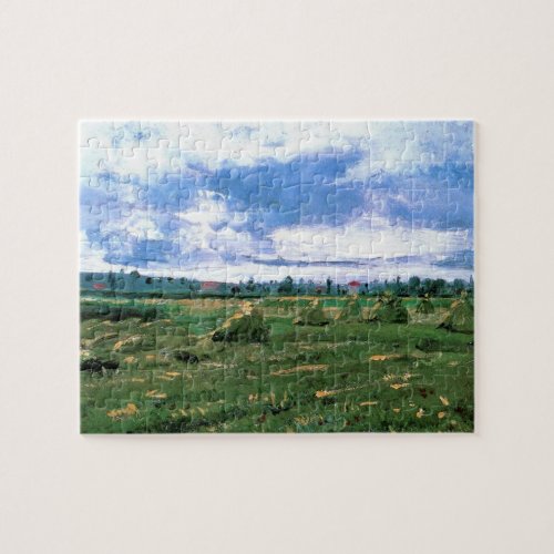 Wheat Fields with Haystacks by Vincent van Gogh Jigsaw Puzzle