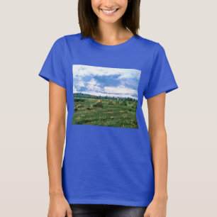 Wheat Fields with Haystacks by Vincent van Gogh T-Shirt