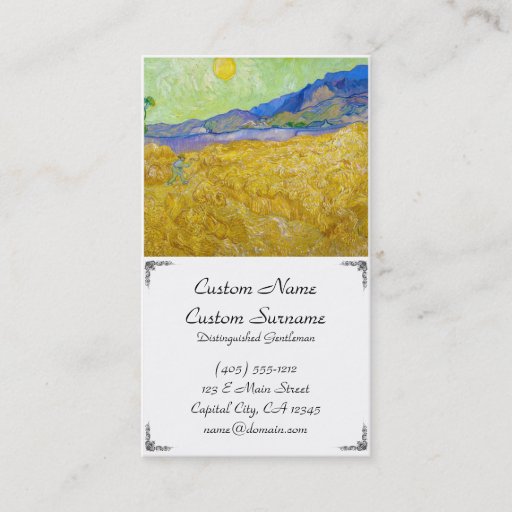 Customizable Wheat Fields with Reaper at Sunrise Van Gogh Business Card