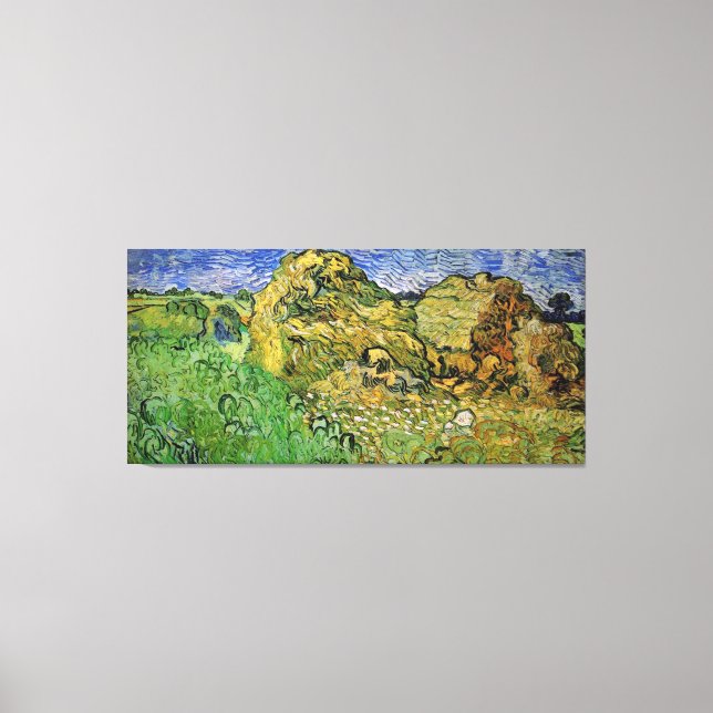 Wheat Fields with Stacks, Vincent van Gogh. Fine i Canvas Print (Front)