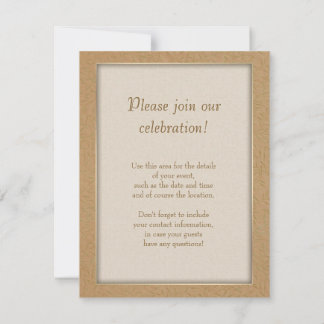 Wheat Gold Embossed Leaf Vines Invitation