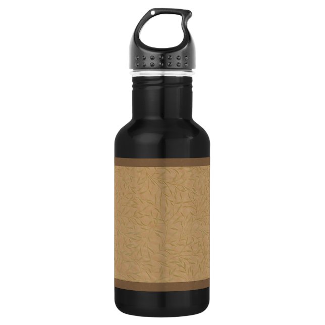 Wheat Gold Embossed Leaf Vines Water Bottle (Front)
