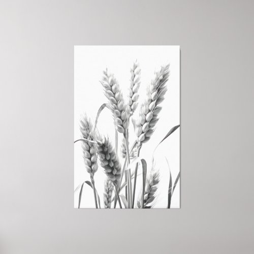 Wheat Harvest BW Rustic Portrait Canvas Print