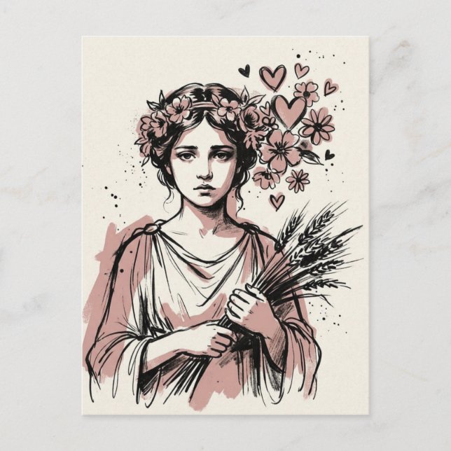 Wheat Harvest Woman Postcard (Front)