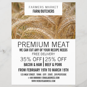 Wheat in Field, Farmer & Butcher Advertising Flyer