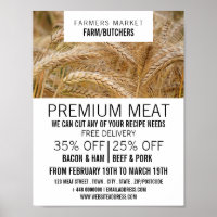 Wheat in Field, Farmer & Butcher Advertising Poster