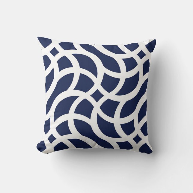 Wheat Knot - Navy Throw Pillow (Front)