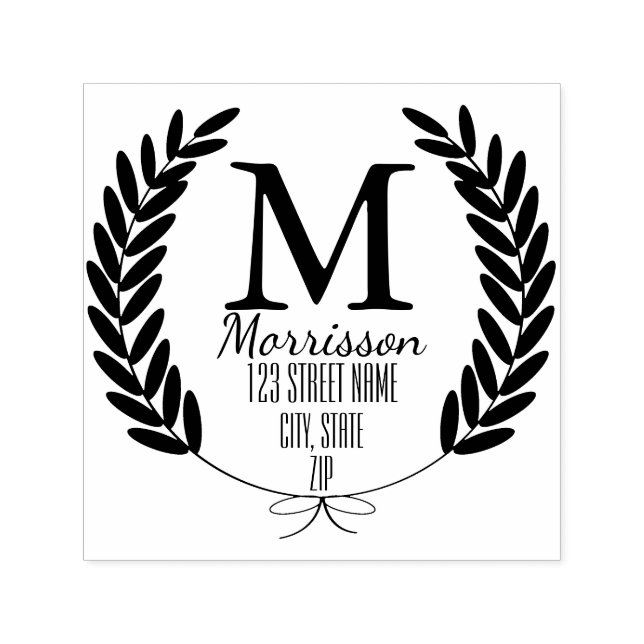 Wheat Laurels Personalized Self-inking Stamp (Design)