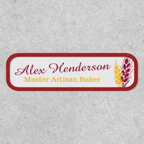 Wheat red yellow baker bakery custom name patch