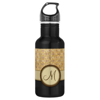 Wheat Sand Coin Pattern with Monogram Water Bottle