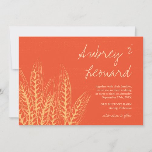 Wheat Sheaf Rustic Fall Wedding Invitation