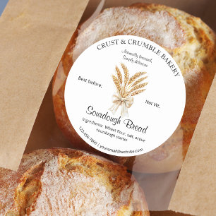Wheat Sourdough Bread baking ingredients Classic Round Sticker