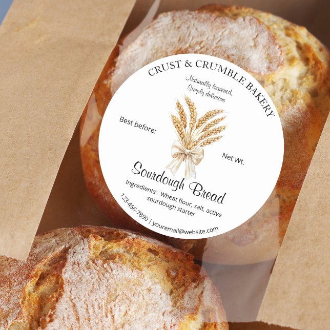Wheat Sourdough Bread baking ingredients Classic Round Sticker (Creator Uploaded)