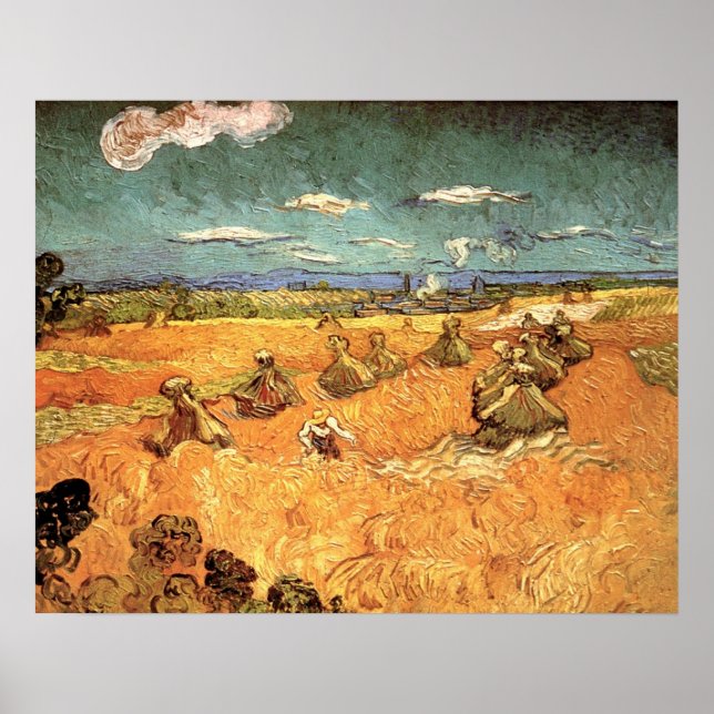 Wheat Stacks with Reaper by Vincent van Gogh Poster (Front)