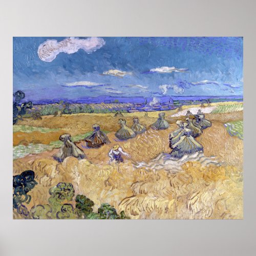 Wheat Stacks with Reaper Vincent Gogh  Poster