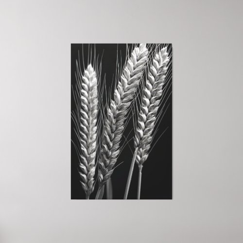 Wheat Stocks BW Farmhouse Portrait Canvas Print