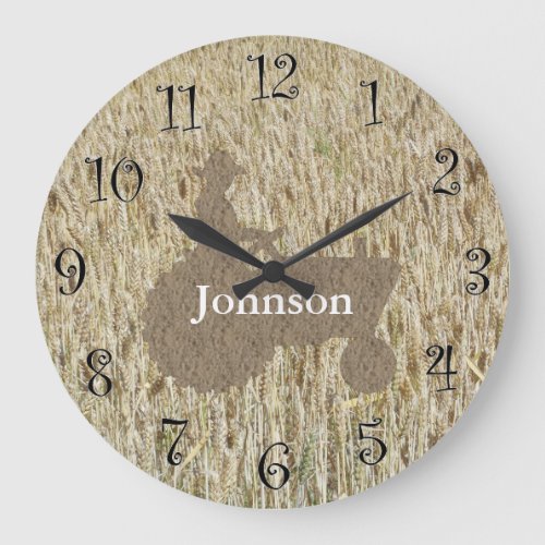 Wheat  Tractor Monogram Clock