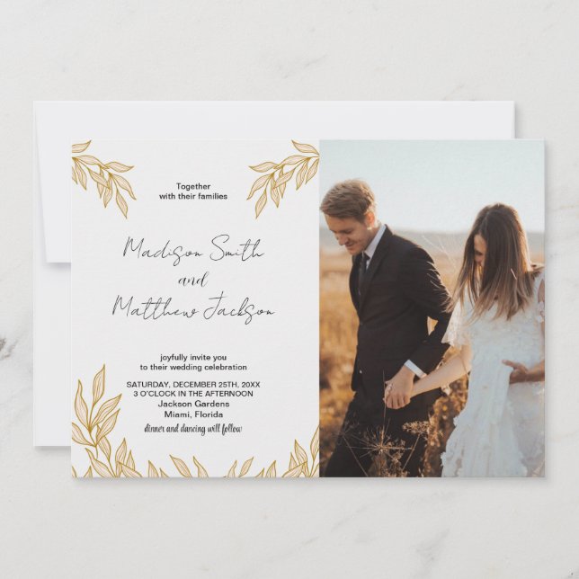 Wheat Wedding Invitations with photo (Front)