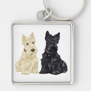 Wheaten and Black Scottish Terriers Keychain