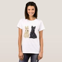 Wheaten and Black Scottish Terriers T-Shirt | Zazzle