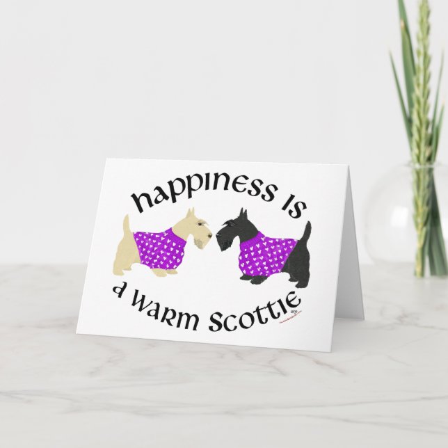Wheaten & Black Scottie Happiness Holiday Card (Front)