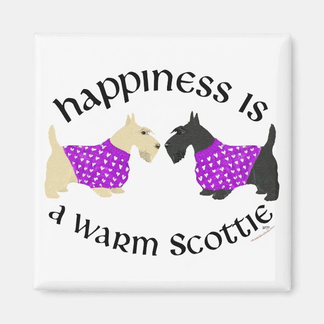 Wheaten & Black Scottie Happiness Magnet (Front)