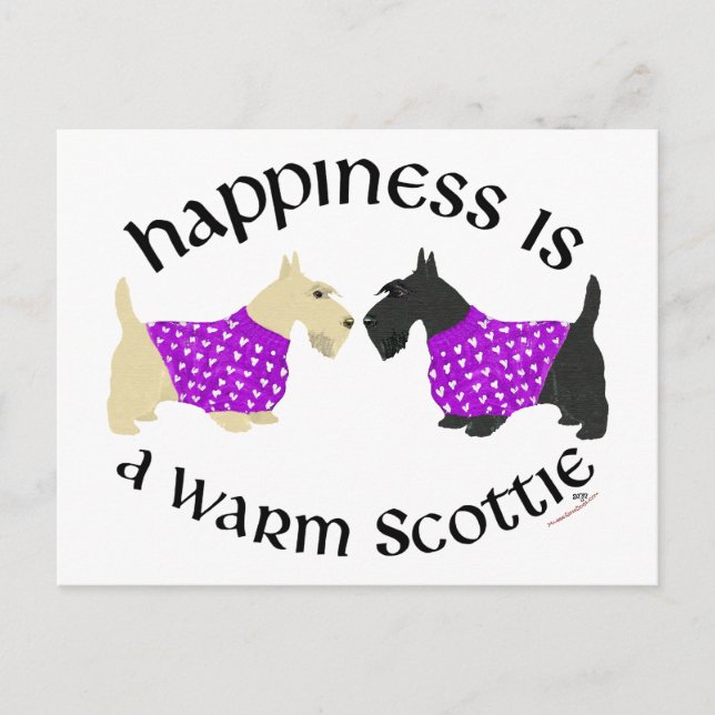Wheaten & Black Scottie Happiness Postcard (Front)