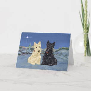 Wheaten Black Scotties Christmas Holiday Card
